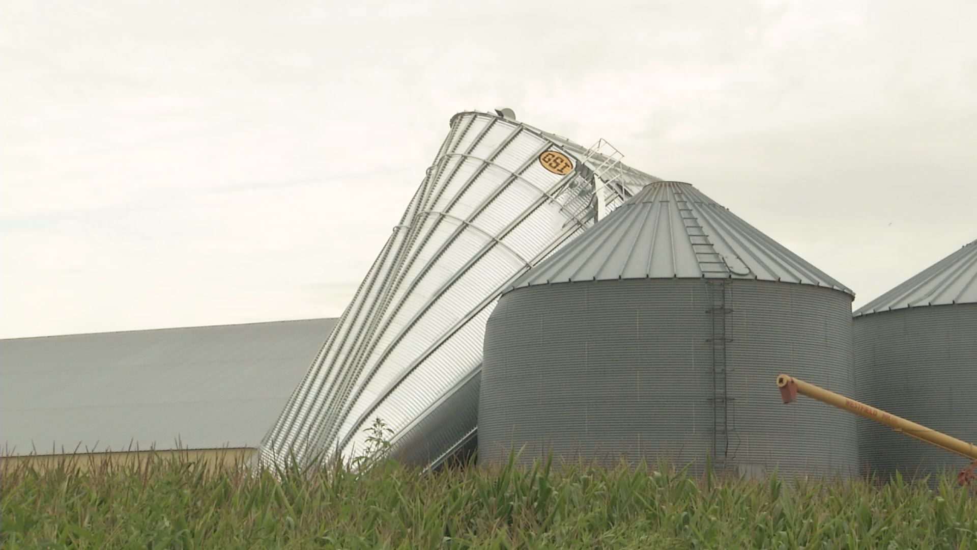 Grain Bins Damaged from Storm in Rapidan